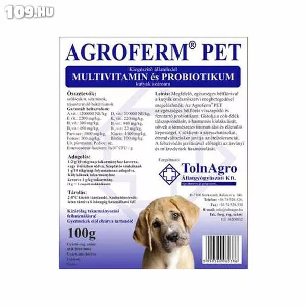 Vitamin és probiotikum Agroferm pet 100g kutya